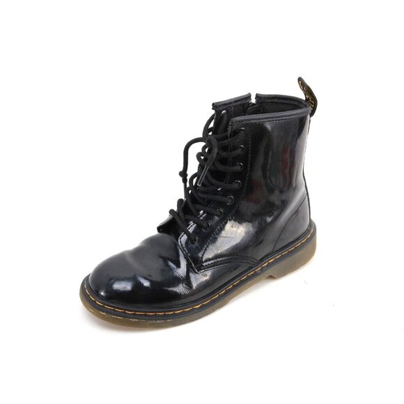 Dr. Martens 1460 Y Patent Leather Boots Black Lace Up Combat Sz EU 37 US 6 - Picture 1 of 16